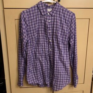 J. Crew Purple Checkered Ladies Shirt Size M
